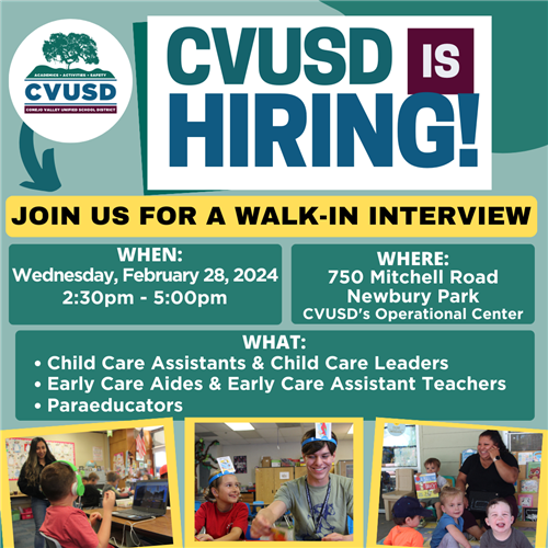  CVUSD is Hiring - Join Us for a Walk-In Interview!